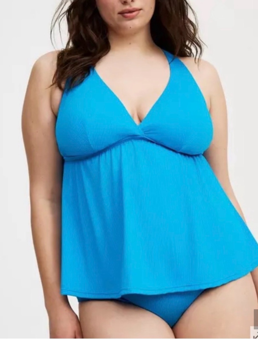 NWT Torrid Blue Sea Wire-Free Ribbed Triangle Tankini Size 4x(26)